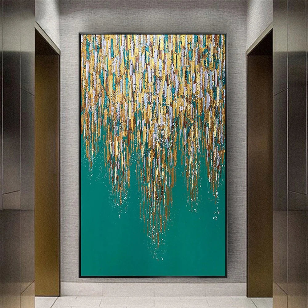Fashion green and gold paint painting on quality