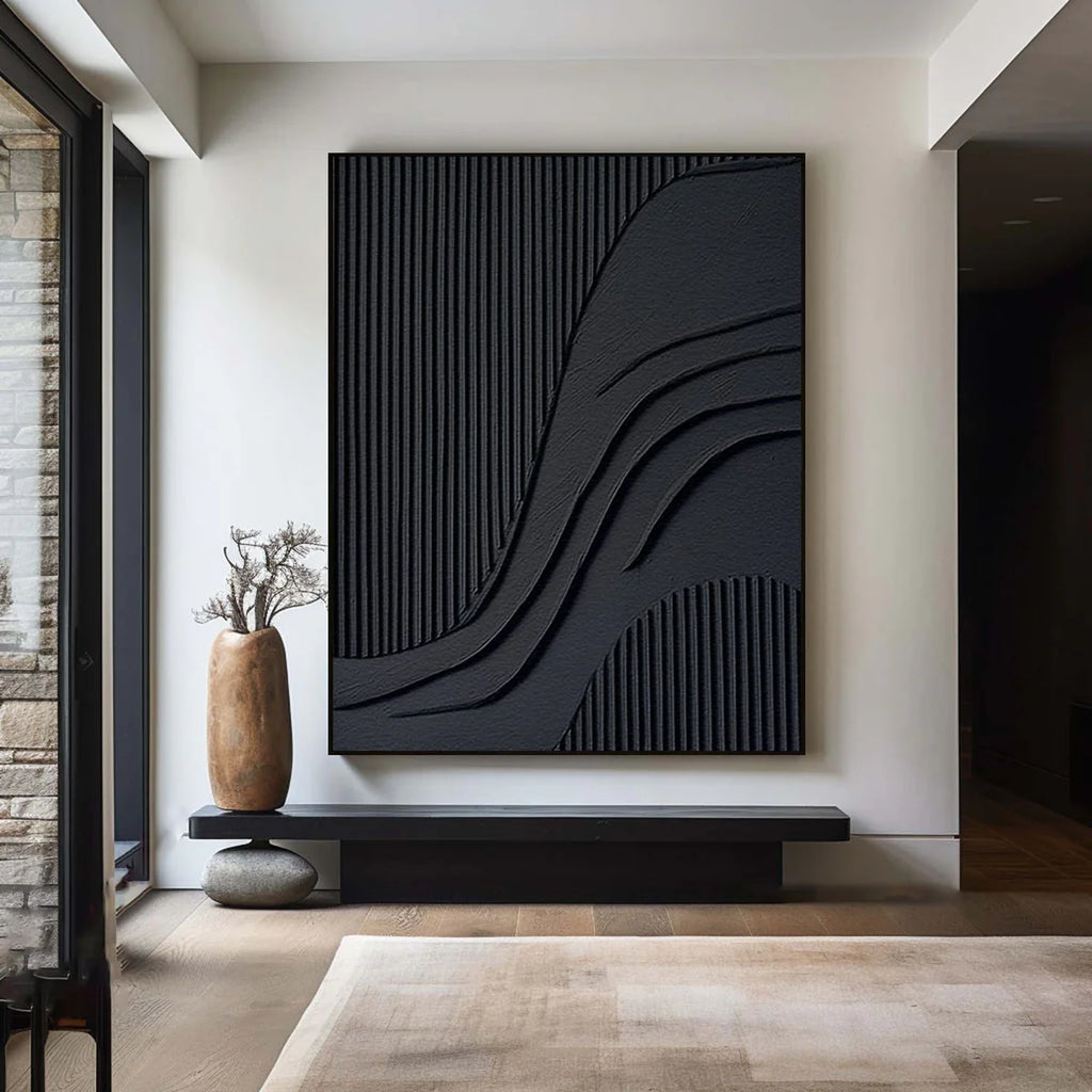 BLACK MINIMALIST ABSTRACT PAINTING #BM 001